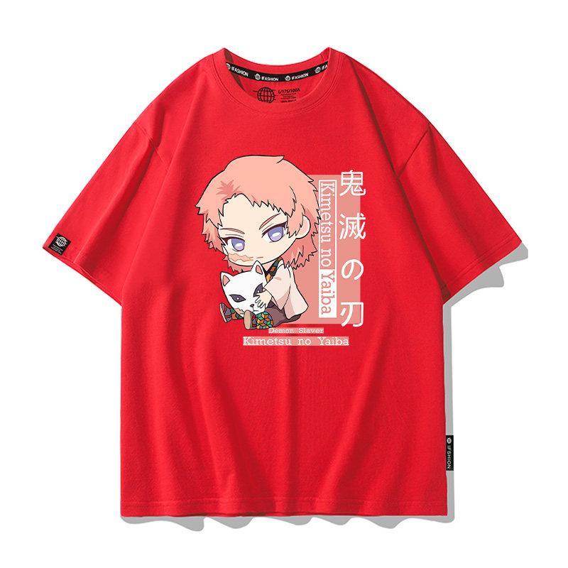 Summer Cartoon Ghost Killing Blade Summer Anime Cotton Cartoon Printing New Unisexs and Womens Casual Round Neck Short Sleeve