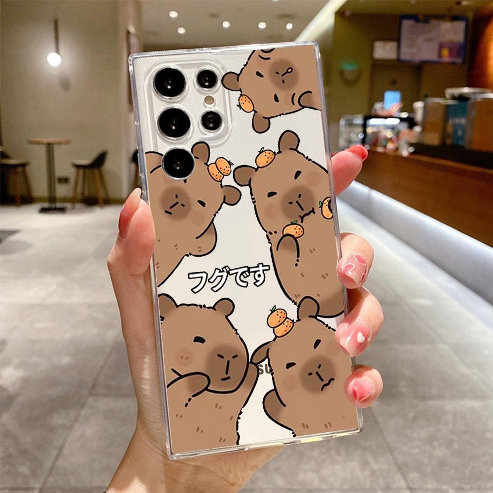 Cute Cartoon funny Capybara Phone Case for Samsung Galaxy S24 S20 S21 FE S22 Plus S23 Ultra 5G Soft Transparent Cover Fundas