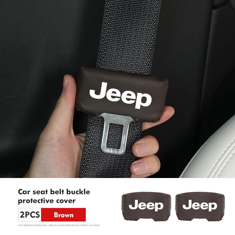Car Seat Belt Buckle Plug Leather Car Seat Belt Clip Protective Covers For uhf9 Grand Cherokee Wrangler JK Renegade Gladiator rf3