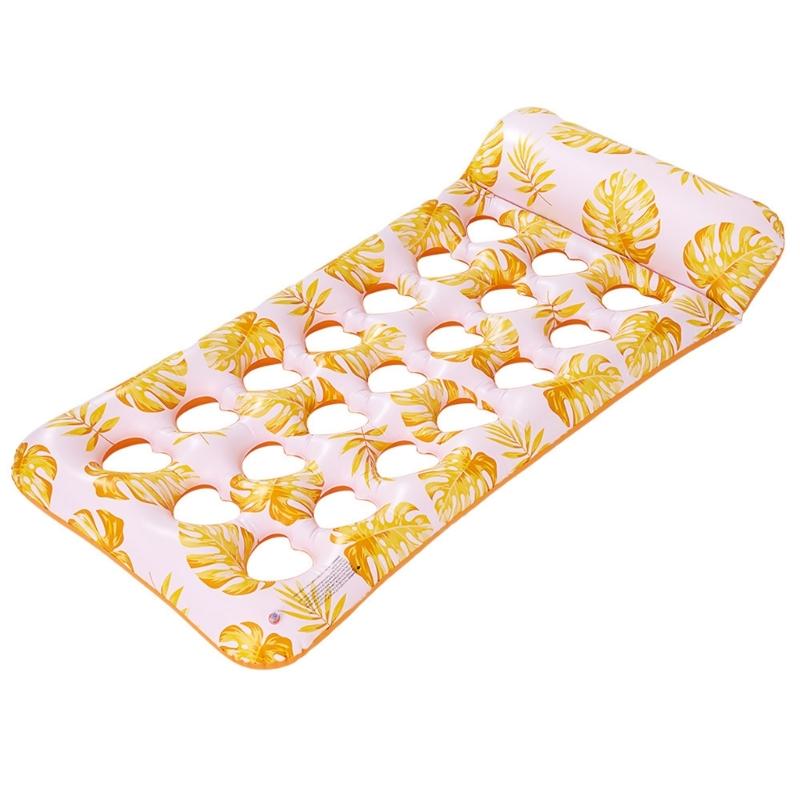 Durable Inflatable Water Floating Bed For Adults Extra Thick PVC Material Leaf Design Pool Mat