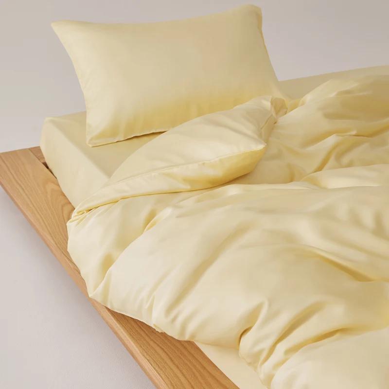 Simple 100% Lyocell Duvet Cover Set with Sheets Solid Soft Skin-friendly Queen Bedding Set King Natural Plant Fibre Quilt Cover