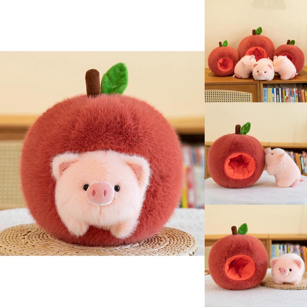 Charming Short Plush Pig Apple Pillow Perfect Gift For Kids And Adults 26cm 36cm