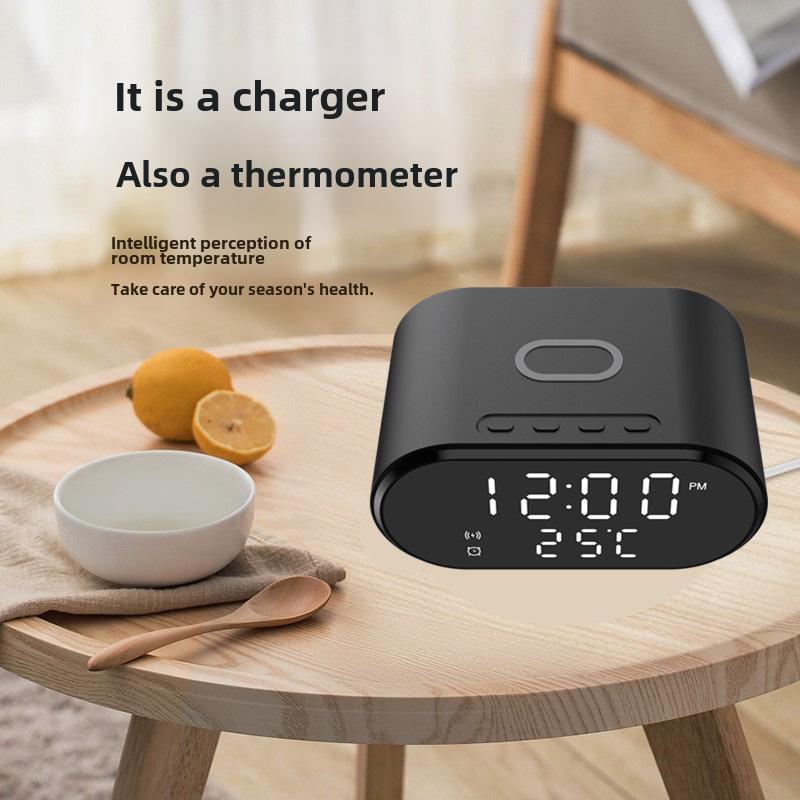 3-in-1 Wireless Charging Clock & Thermometer for Android & Apple Phones