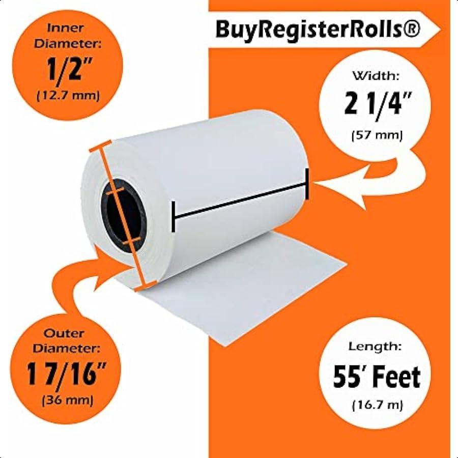 

Receipt Paper Roll for Square Terminal Credit Card Machine 2 1 4 x 55 10 rolls 48 GSM Paper Thickness United States
