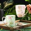 European Bone China Coffee Mug 400ml Ceramic Couple Water Cup Exquisite Flower Afternoon Tea Flower Tea Cup Home Breakfast Mug