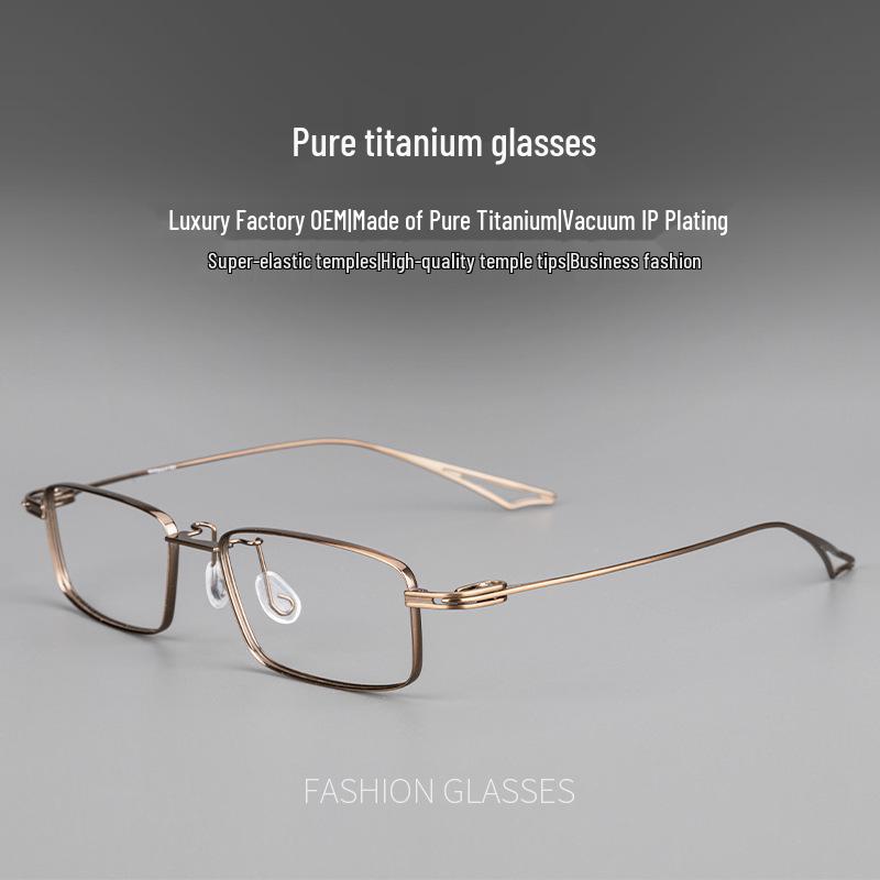 

Handmade Pure Titanium Square Eyeglass Frame for Men - Lightweight, Large Face Design