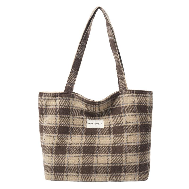 Große Kapazität Unordentlichkeitstasche Wollkaromuster Schulter Tragetasche