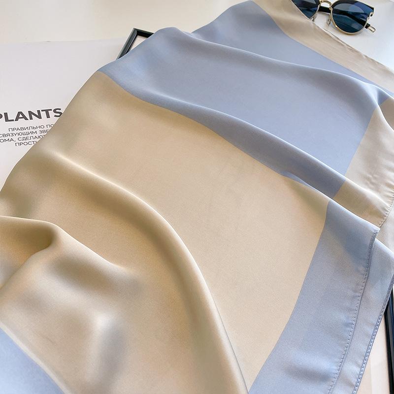 Fashion Flower Print Satin Square Silk Scarf for Women Hand Bag Wrist Wraps Lady Scarves Shawl Design Neckerchief Foulard