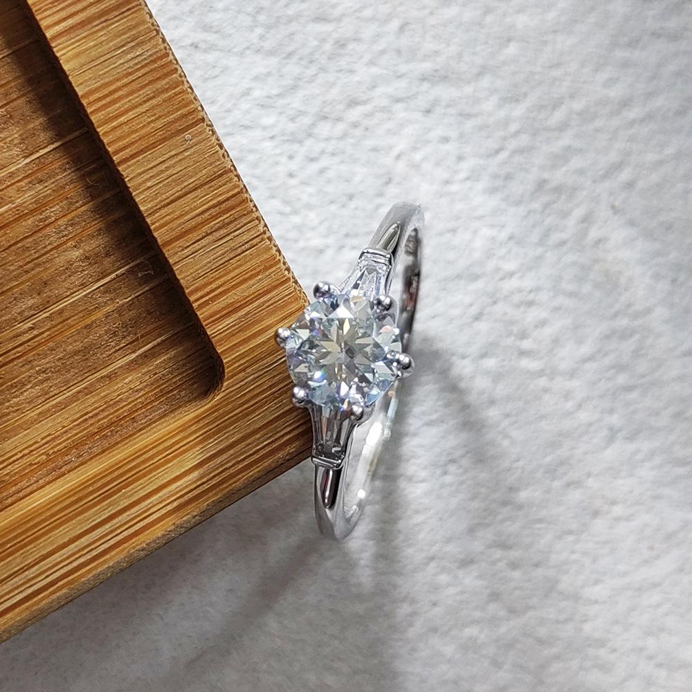 S925 Sterling Silver Elegant Six-Prong Moissanite Ring for Women – High-End Simple Design