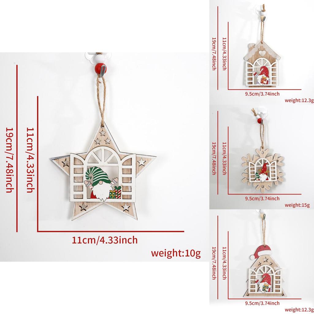 Adorable Wooden Christmas Tree Ornaments With Santa And Snow House Design