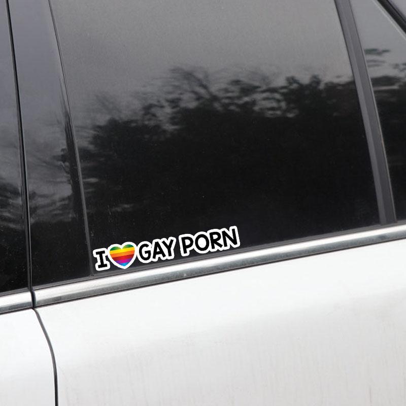 Car Stickers I LOVE GAY PORN Reflective Personality Car Stickers Waterproof Decorative Pull Flower Car Accessories Auto Product