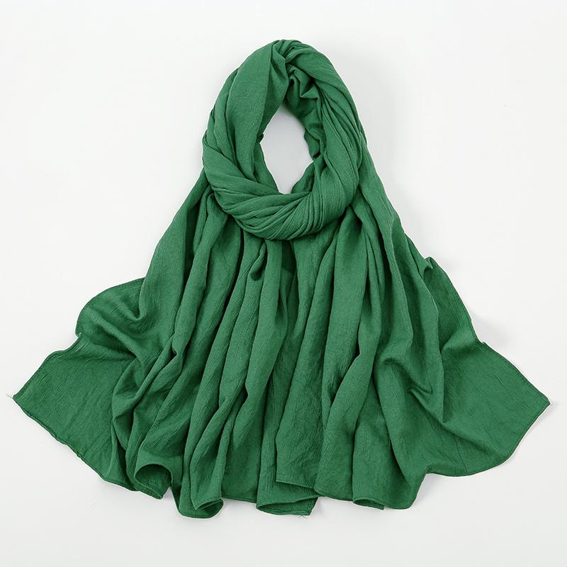 New Muslim Hijabs For Women Scarf Plain Long Shawls Femme Musulman Soft Crinkle Cotton Headscarf Wraps Islamic Turban Headband
