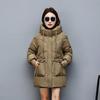 2025 new down cotton jacket mid-length thickened hooded padded jacket Korean version loose cotton jacket winter warm jacket for women