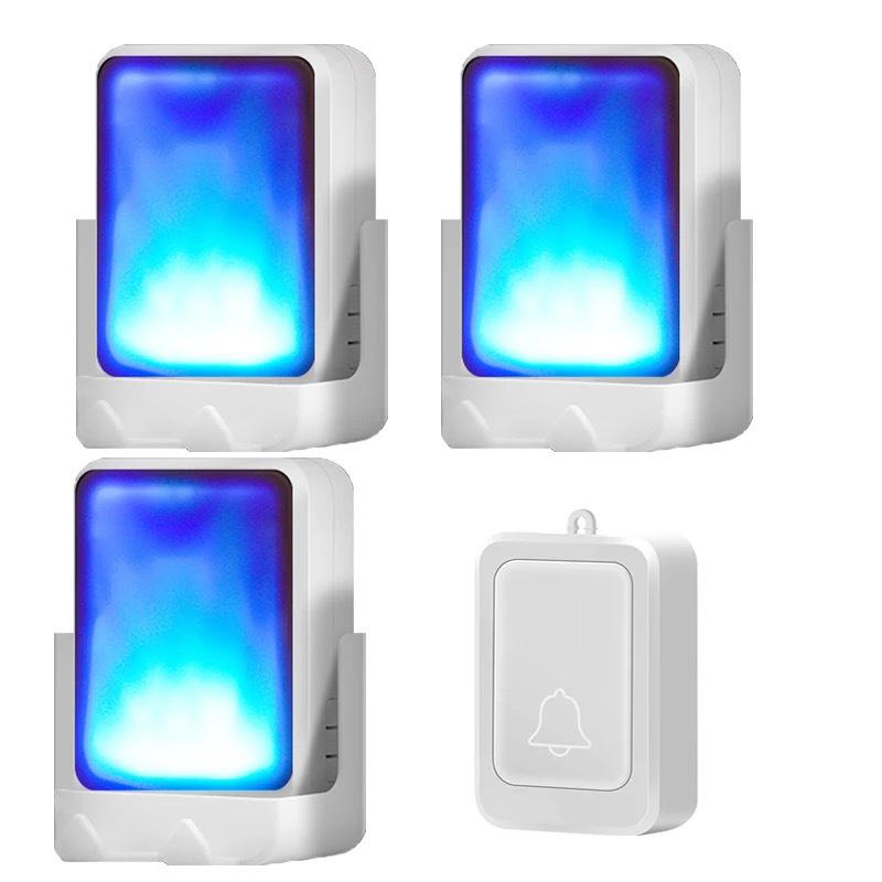Wireless Battery-Powered Doorbell with Strong Flash, Service Call Button for Hearing Impaired and Elderly, Optional Mute Function.
