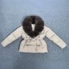 Women's Hooded Faux Fur Collar Puffer Coat Belted Waist Short Quilted Solid Color Winter Warm Cotton Padded Jacket