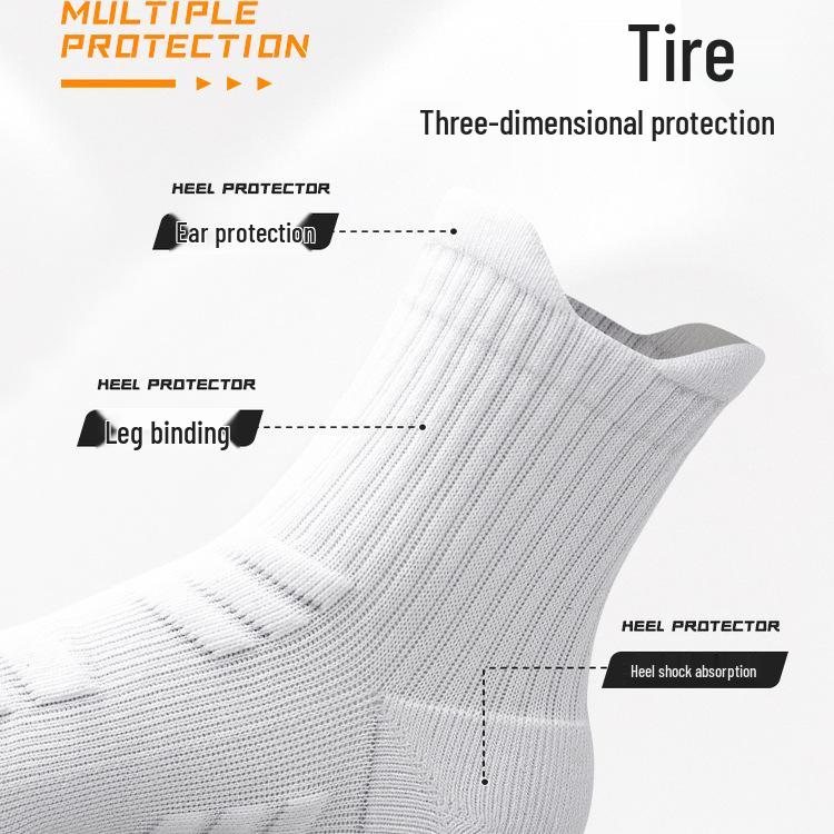 Men's Mid-Calf Running Socks - Thickened, Odor-Resistant, Autumn/Winter Style for Marathon and Basketball (Plus Size)