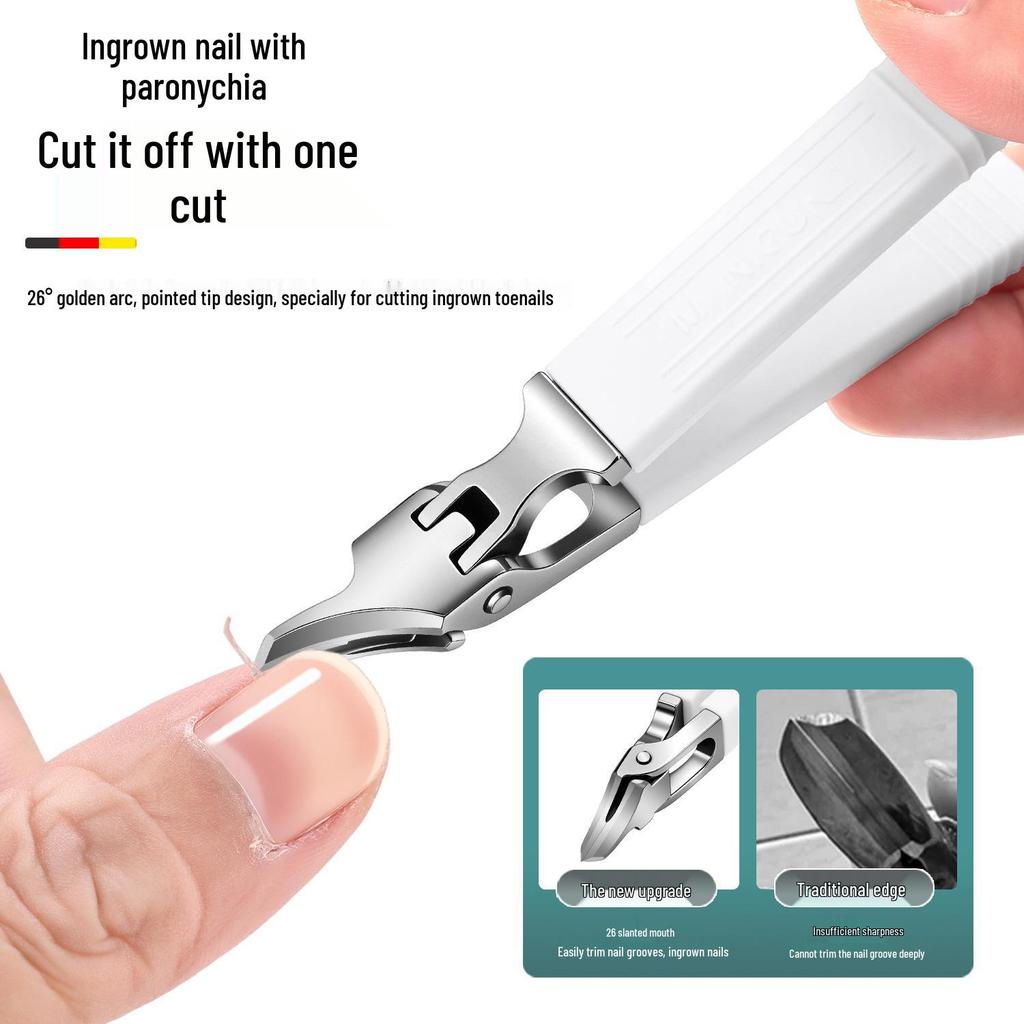 Ultra-Sharp Angled Paronychia Nail Clippers with Large Opening & Anti-Splatter Design for Thick Nails