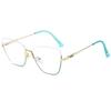 New Style Photochromic Anti-Blue Light Cat Eye Half-Frame Glasses with Metal Spring Hinges