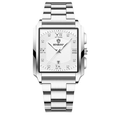 RORIOS Men's Square Quartz Wristwatch with Date Display, Water Resistant, Luminous Design, Metal Strap, Classic Design, Multi-Function, Stylish,