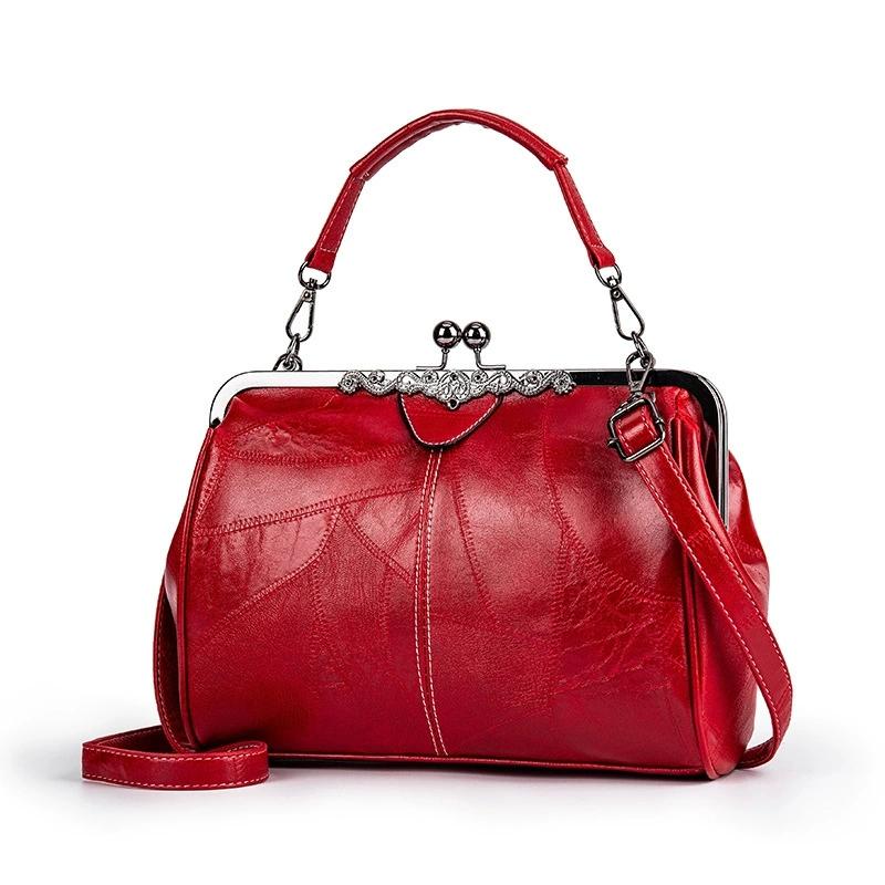 Classic Retro Design Women'S Crossbody Bags For Women Leather Handbag Shoulder Bag With Clip Fashion Thickened Vintage Tote Bag