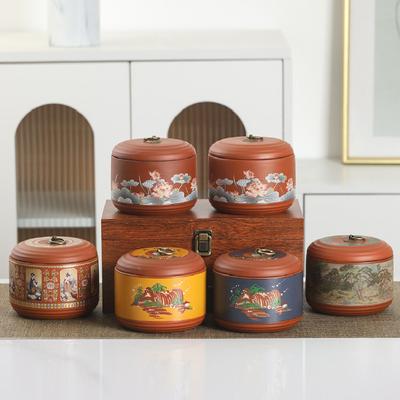 750ML Lila Sand Teebehälter Versiegelter Behälter mit Deckel Feuchtigkeitsdichter Teebehälter Wohnzimmer Couchtisch Dekorative Keramik Teedose