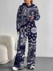 Retro Pattern 1116 European and American Autumn and Winter Casual Long-sleeved Suit Women's Hooded Sweater Trousers Two-piece Set