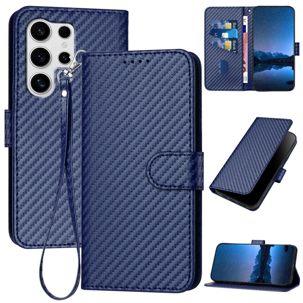 YX0070 For Samsung Galaxy S25 Ultra Wallet Case Carbon Fiber Texture Leather Cell Accessories Phone Cover