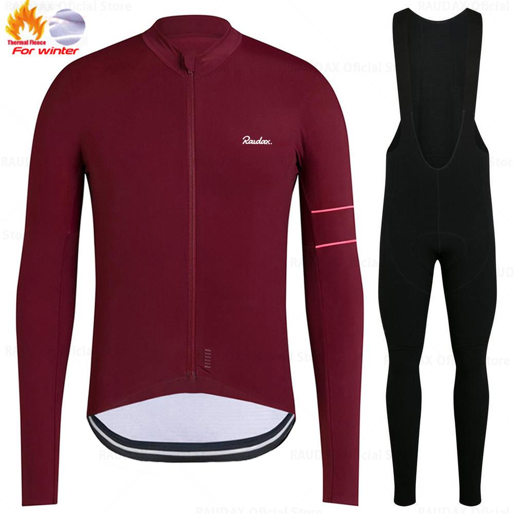 Raudax Winter Thermal Fleece Cycling Jersey Set Racing Bike Cycling Suit Mountian Bicycle Cycling Clothing Triathlon Clothing