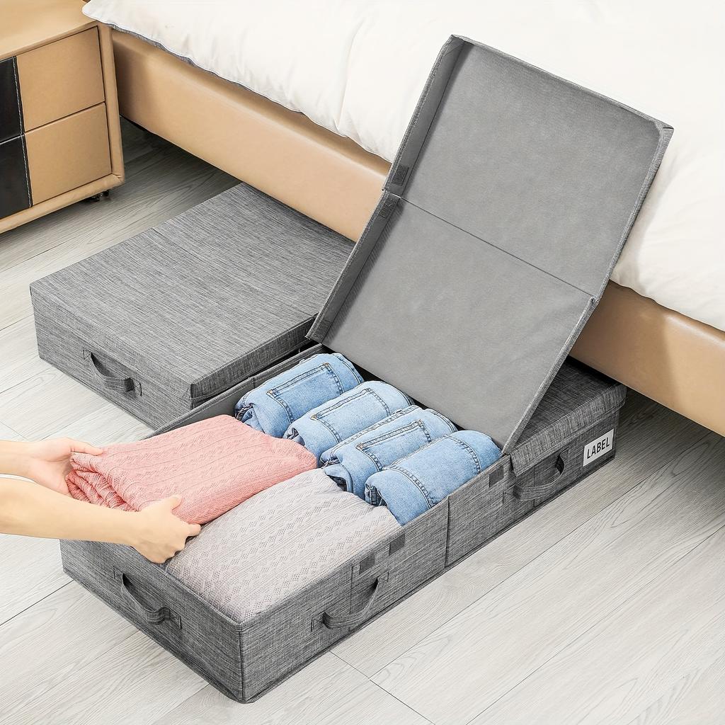 Underbed Storage Containers Bin with Lids, Large Under Bed Storage Organizer Box with Handle, Foldable Under the Storage Bags