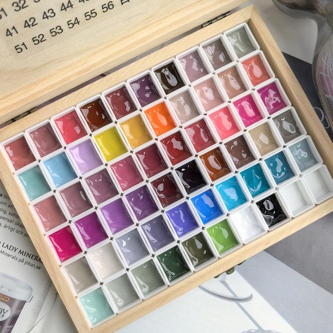 60-Grid Wooden Nail Art Box with Logo & Gel Compartments