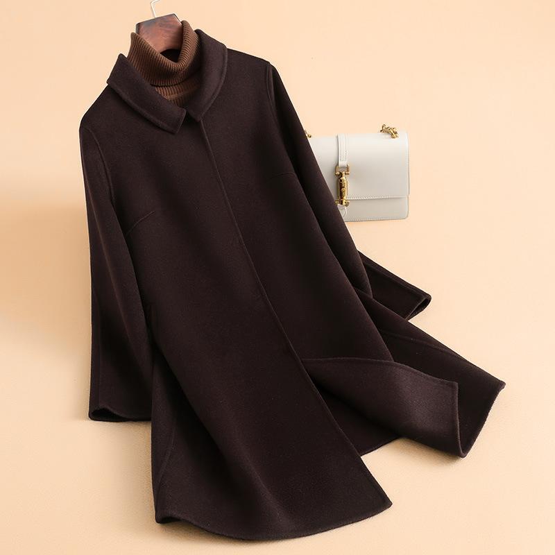 

Осеннее новое высококачественное двустороннее шерстяное средней длины большого размера женское двустороннее шерстяное пальто шерстяное пальто женское 6XL (recommended 183-100kg)