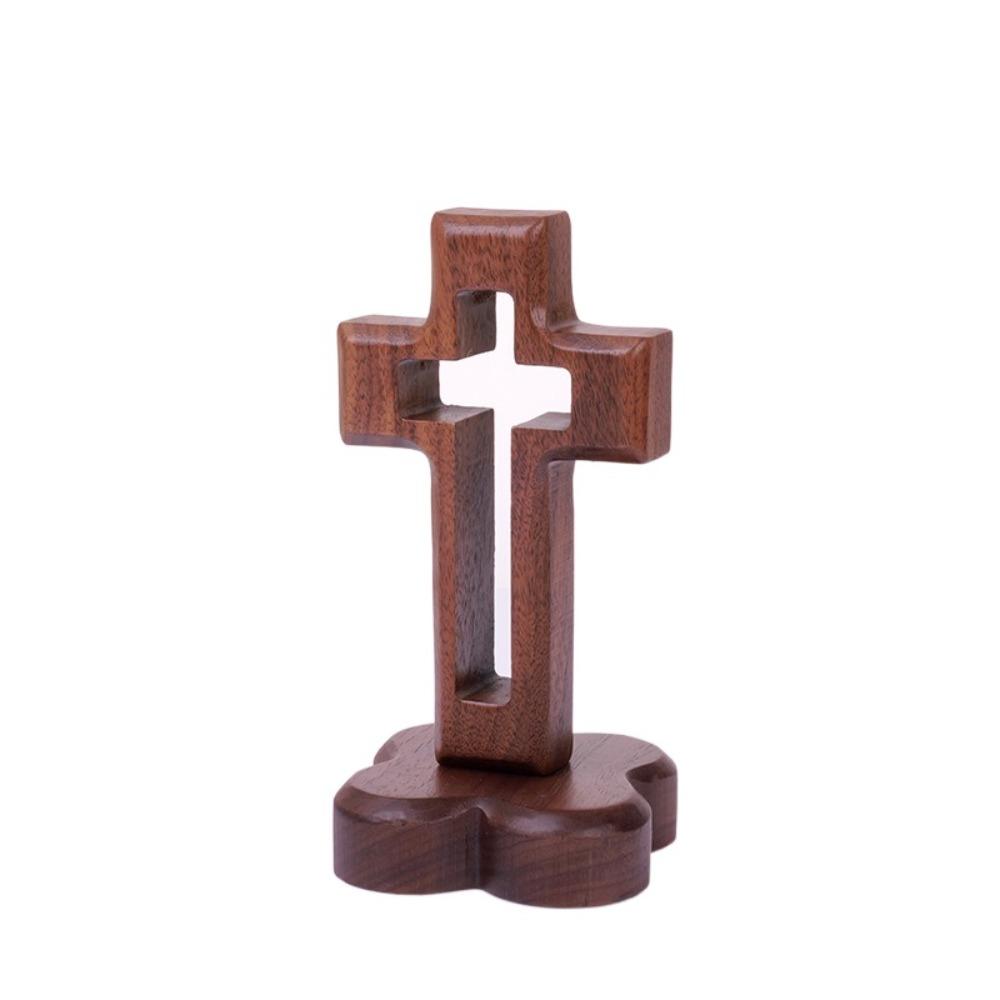 Standing Wooden Crosses Vintage Crucifix Sculpture Art Religious Crosses Ornament  Easters Faith