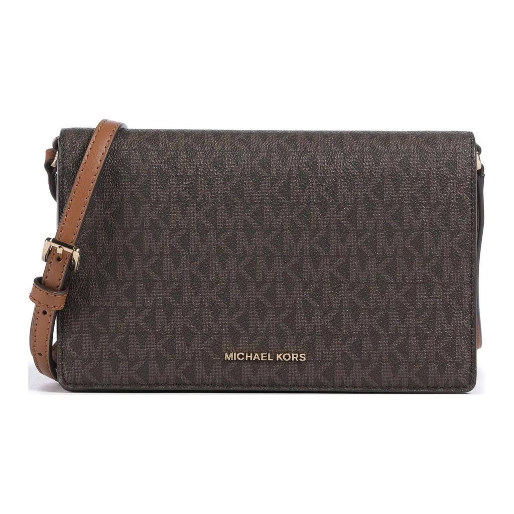 Michael Kors Gold Logo Flap Crossbody Shoulder Bag Medium Women Bags Brown 32T4GJ6C6B_252