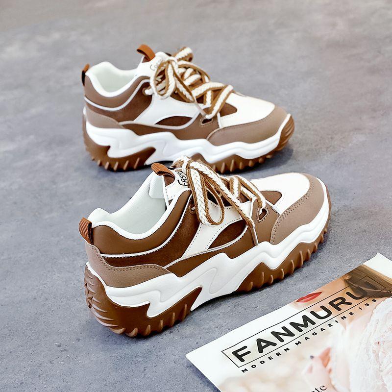 Contrast Color High on Platform Woman Footwear Lace Up Spring Autumn Shoes for Women Aesthetic Cotton Designer Luxury Light Sale