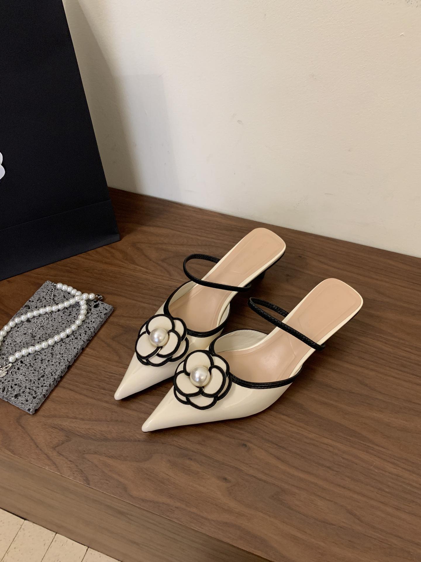 

2025 spring and autumn new French high heels small fragrant Mary Jane single shoes women s shoes square head small leather shoes 39 абрикосовый