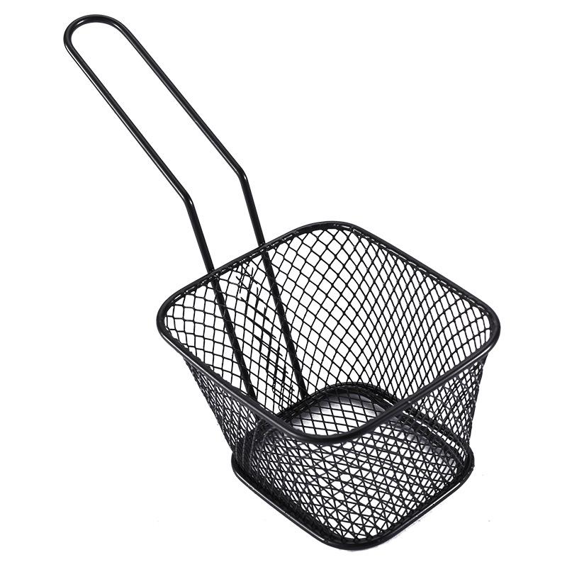 Square Mini Stainless Steel Frying Basket with Hook - Multipurpose Kitchen and Barbecue Rack