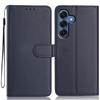 For Samsung Galaxy S24 Wallet Case with Strap/Multiple Card Slots Solid Color Leather Stand Phone Cover