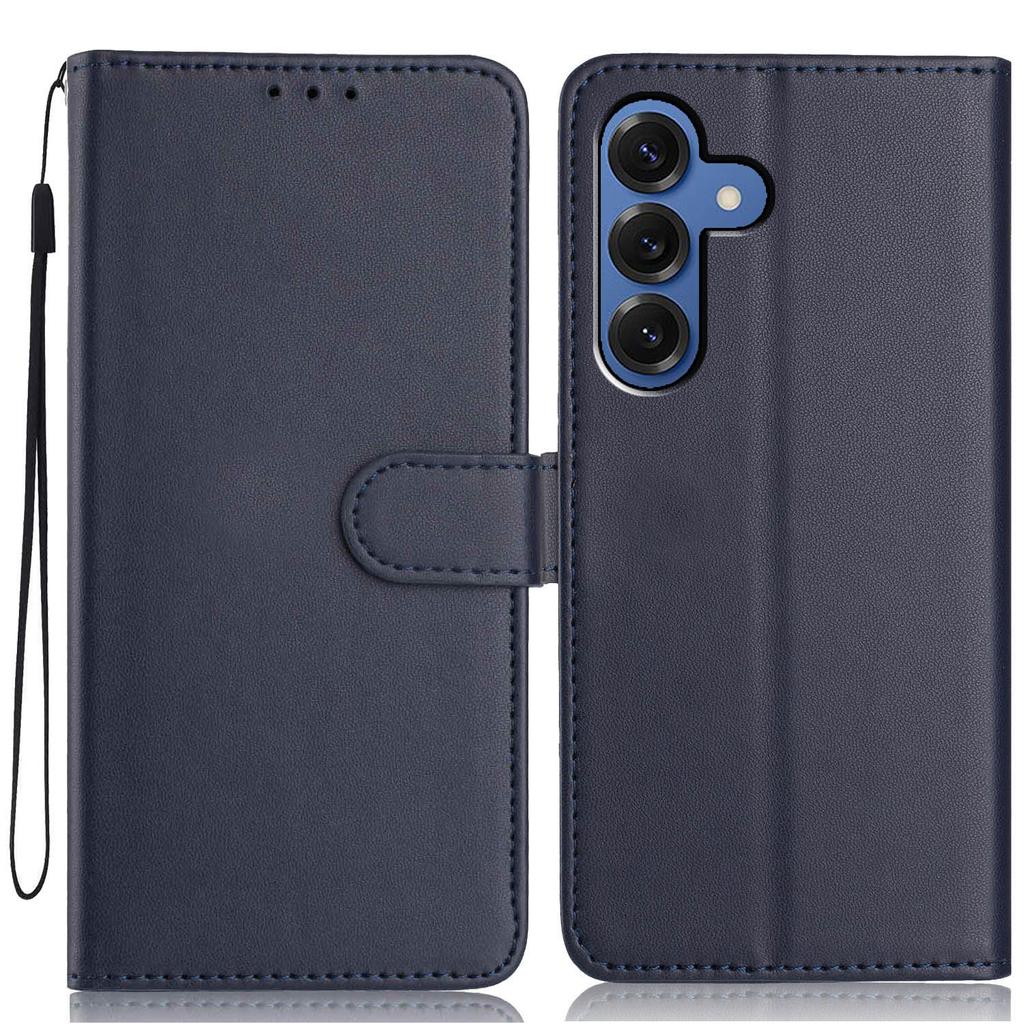 For Samsung Galaxy S24 Wallet Case with Strap/Multiple Card Slots Solid Color Leather Stand Phone Cover