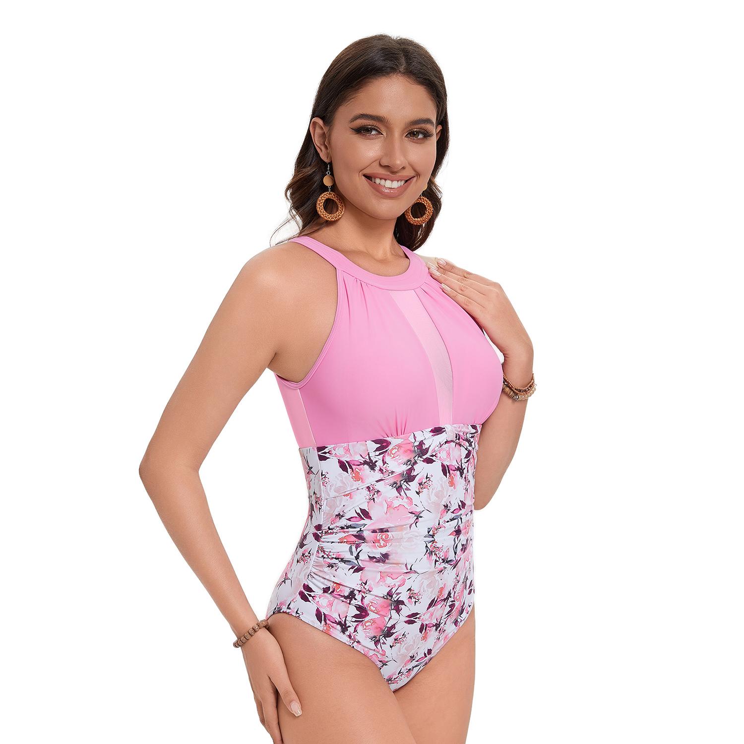 

TUINANLE цельный купальник женский винтажный купальник леопардовый пляжный боди больших размеров купальные костюмы XL розовый