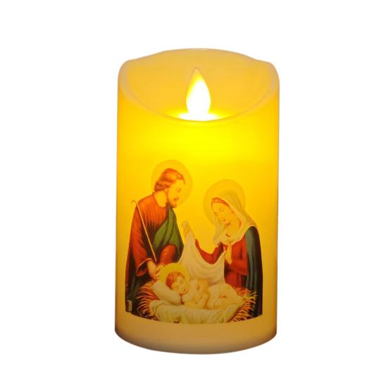 Yousheng LED Christmas Candle Lights Flameless Flickering Prayer Lamp Religious Figure Design Lights for Home Altar Church Decor