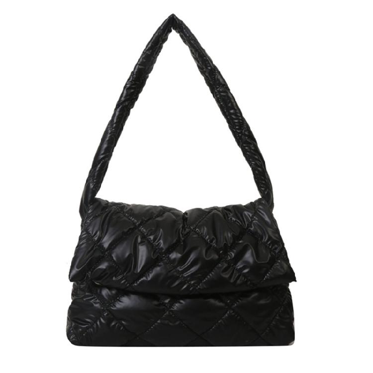 Женская сумка через плечо с пуховым наполнителем Зимняя сумка-мессенджер Сумка кросс-боди для девочек чёрный 1140₽