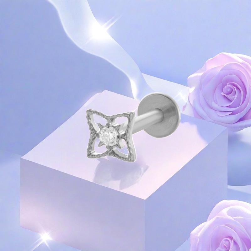 Titanium F136 Diamond Inlaid Ear and Lip Studs - Versatile, Elegant, European & American Style