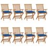 Day and Night - Day and Night Garden Chairs 8 Units Solid Teak Wood with Blue Cushions