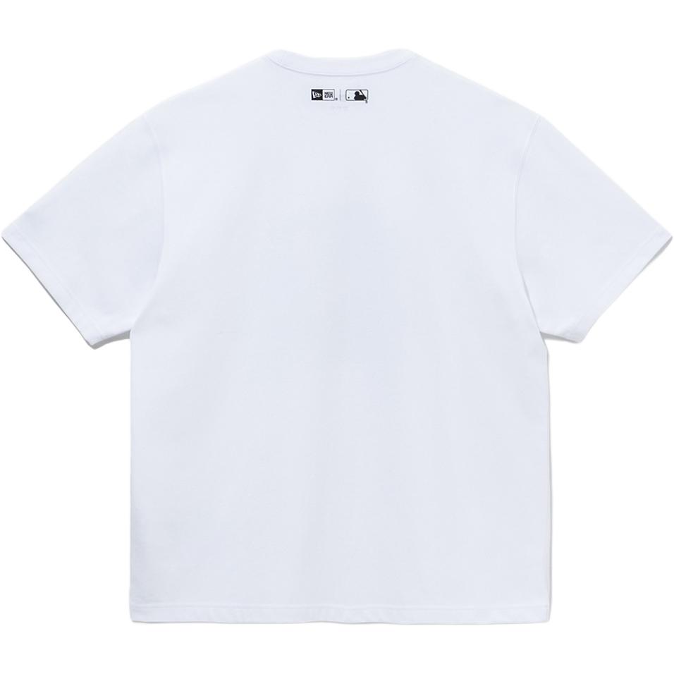 New Era MLB New York Yankees Logo Nadruk z literami Okrągły dekolt Krótki rękaw Koszulka Unisex Top Biały 14413064