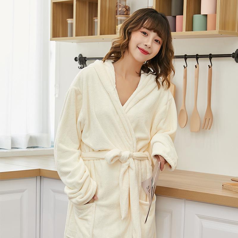 Women's Extra Plush Coral Fleece Bathrobe - Extra Large, Thick, Mid-Length, Long Sleeve Pajamas