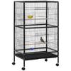 Bird Cage With 4 Wheels Metal Aviary With Multiple Doors 4 Feeders Drinker 2 Perches 79x52x137cm Black