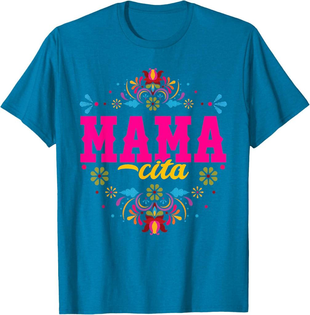 Mamacita Fiesta Floral Graphic Tee Shirt Mother's Day Birthday Gift Casual Crewneck