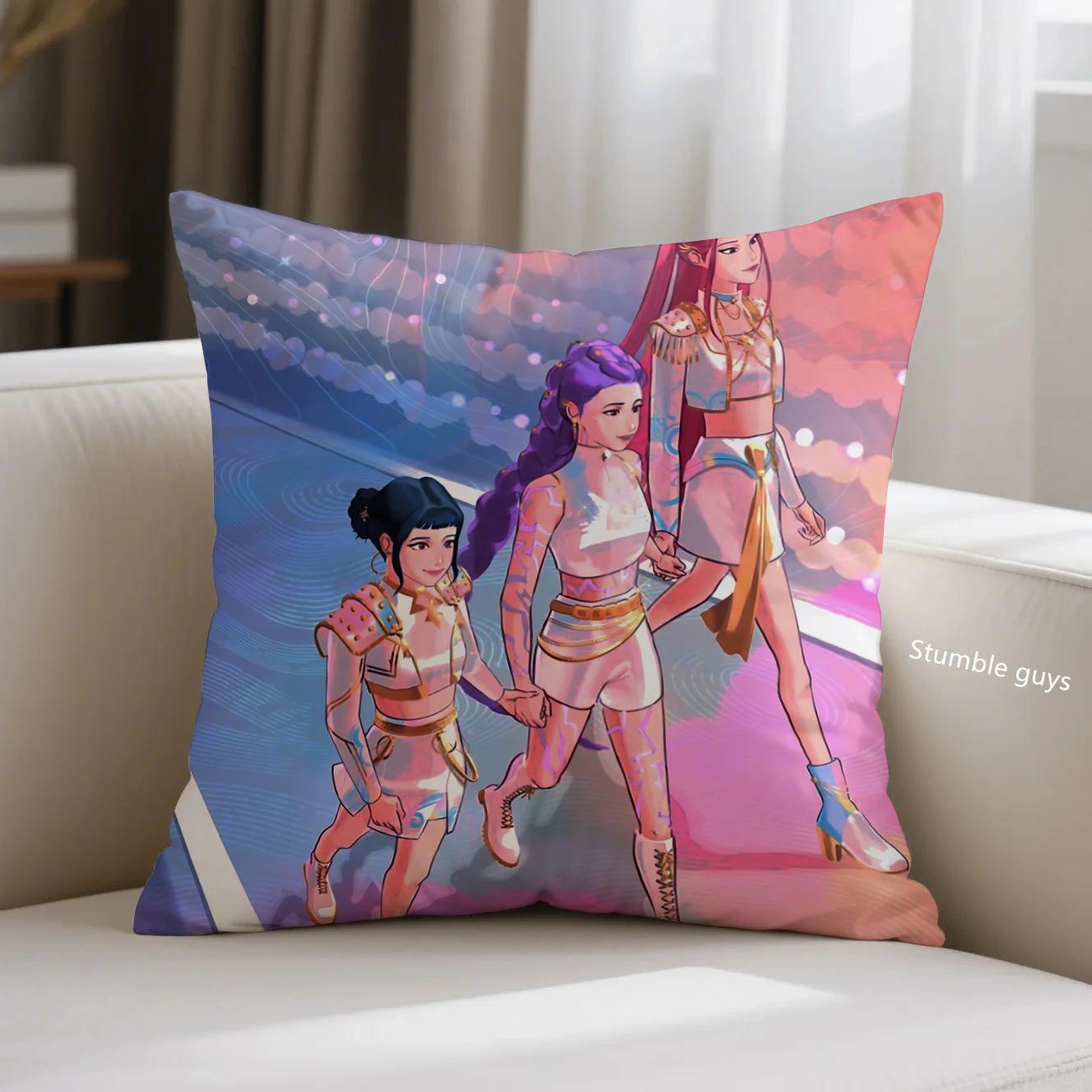 

Anime Sofa Cushion Cover Kpop Demon Hunters Pillowcase Home Use 18x18Inch