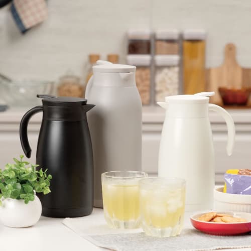 Atlas ATP-1100OW, a lightweight, slim, energy-saving, 1L stainless steel thermos water kettle with double-walled vacuum insulation, easy to clean, and