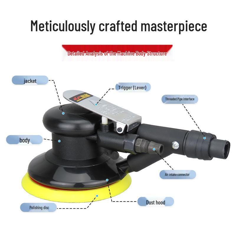 Gaobao 5-inch Air-Powered Pneumatic Sander & Polisher with Vacuum Dust Extraction
